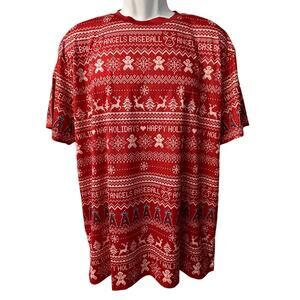 MLB Los Angeles Angels Baseball Happy Holidays Ugly Christmas T Shirt Size XL